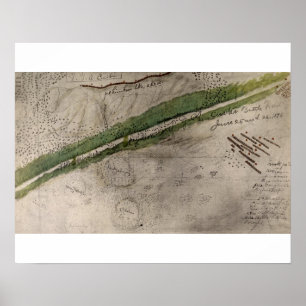 Topografisch diagram van het slagveld van de litt poster