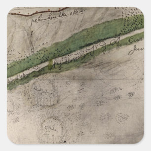 Topografisch diagram van het slagveld van de litt vierkante sticker