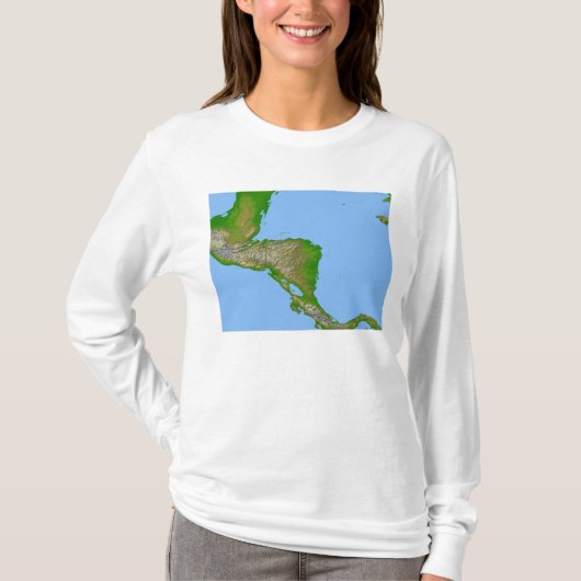 Topografisch uitzicht van Midden-Amerika T-shirt (Voorkant)