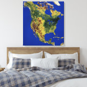 Topografisch Uitzicht van Noord- en Midden-Amerika Canvas Afdruk (Insitu (Slaapkamer))