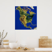 Topografisch Uitzicht van Noord- en Midden-Amerika Poster (Keuken)