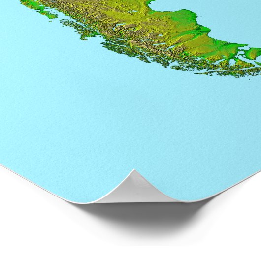 Topografisch uitzicht van Zuid-Amerika Poster (Hoek)