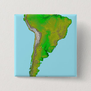 Topografisch uitzicht van Zuid-Amerika Vierkante Button 5,1 Cm