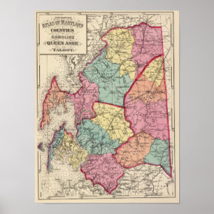 Topografische atlas van de provincie Maryland Poster