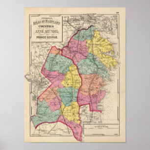 Topografische atlas van de provincies Maryland 3 Poster