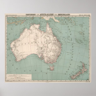 Topografische kaart Australië (1868) Poster