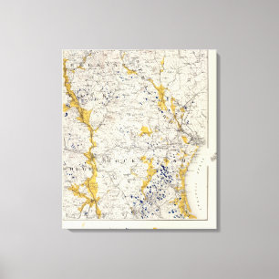 Topografische kaart en Glacial Kaart van New Hamps Canvas Afdruk