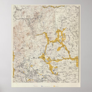 Topografische kaart en Glacial Kaart van New Hamps Poster