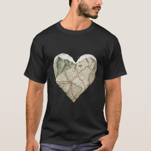 Topografische kaart Hart T-shirt