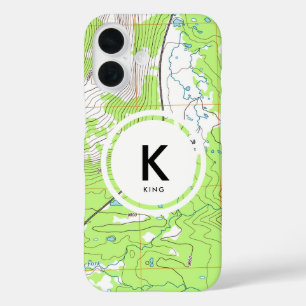 Topografische kaart Monogram iPhone 16 Hoesje