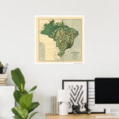 Topografische kaart van Brazilië door Wells 1886 Poster (Thuiskantoor)