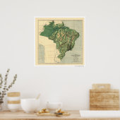 Topografische kaart van Brazilië door Wells 1886 Poster (Keuken)