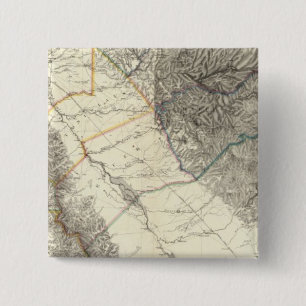 Topografische kaart van Centraal Californië Vierkante Button 5,1 Cm