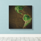 Topografische kaart van de aarde canvas afdruk (Insitu (Houten vloer))