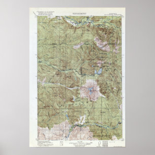 topografische kaart van de berg Saint Helens Poster
