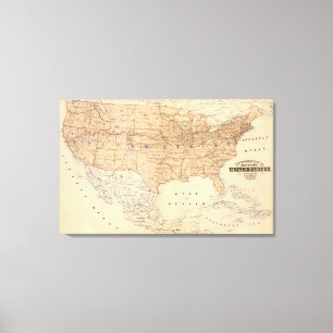 Topografische kaart van de Verenigde Staten Canvas Afdruk