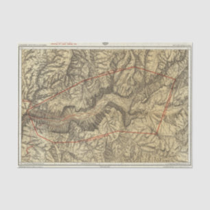 Topografische kaart van de Yosemite-vallei 2 Tissuepapier