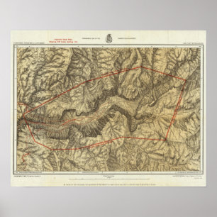 Topografische kaart van de Yosemite-vallei Poster