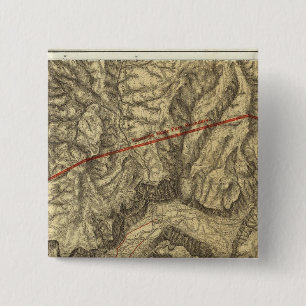 Topografische kaart van de Yosemite-vallei Vierkante Button 5,1 Cm