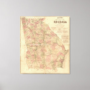 Topografische kaart van Georgië van Lloyd's (1864 Canvas Afdruk