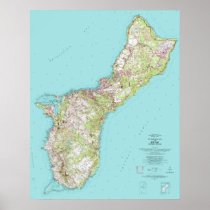 topografische kaart van Guam Poster