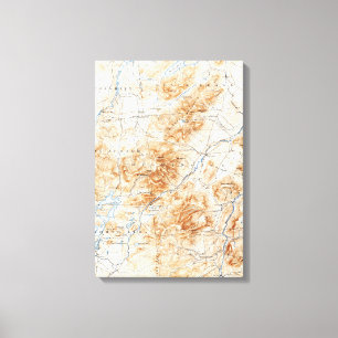 Topografische kaart van het  Meer van Placid New Y Canvas Afdruk