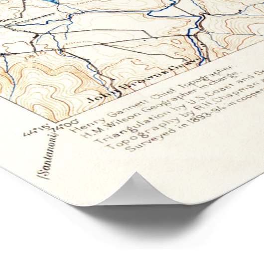 Topografische kaart van het Meer van Placid New Y Poster (Hoek)