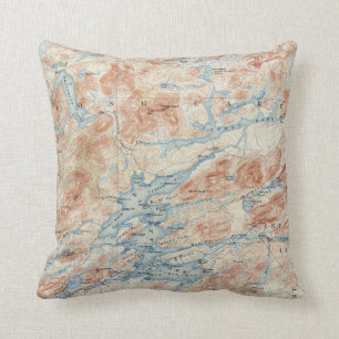 Topografische kaart van het  Raquette Lake New Yor Kussen