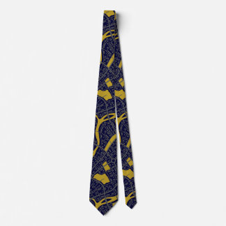 Topografische kaart van Navy Blue Gold Mannen Stropdas