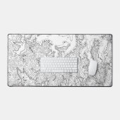 Topografische Muismat Wit Lange Grote Uitgebreide  Bureaumat (Keyboard & Muis)