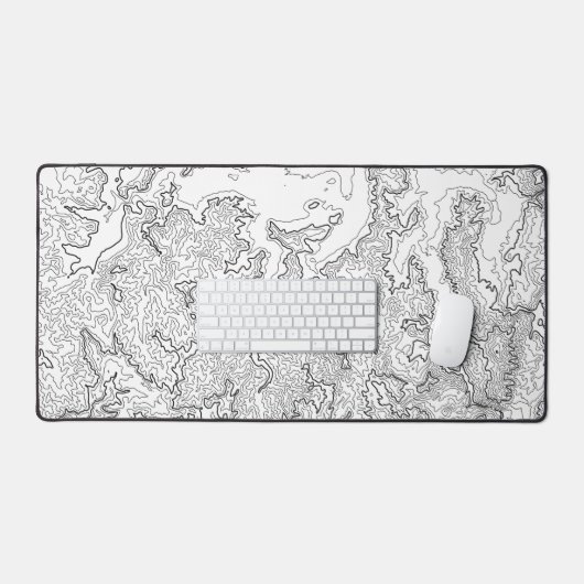 Topografische Muismat Wit Lange Grote Uitgebreide  Bureaumat (Keyboard & Muis)