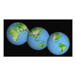 Topografische uitzichten van de wereld foto afdruk