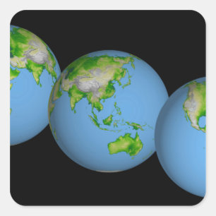 Topografische uitzichten van de wereld vierkante sticker