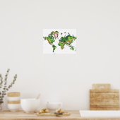 Topografische Wereldkaart Poster (Keuken)