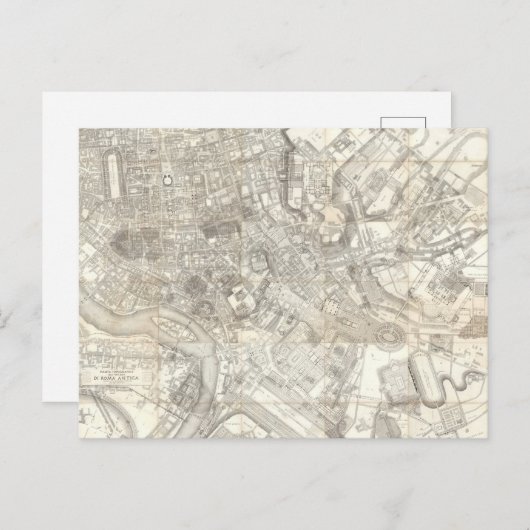 Topographic Map of Oude Rome, Italië Briefkaart (Voorkant / Achterkant)