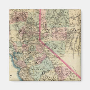 Topographic Railroad and County Map, Californië Magneet