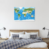Topographic World Map Earth Illustration Canvas Afdruk (Insitu (Slaapkamer))