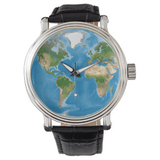 Topographic World Map Earth Illustration Horloge