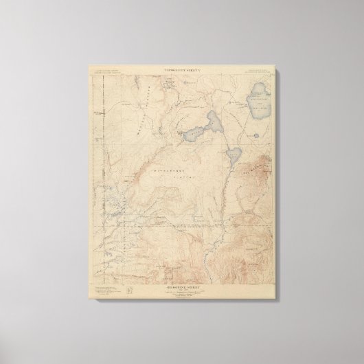 Topography Map, Yellowstone National Part, Wyoming Canvas Afdruk (Voorkant)