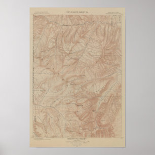 Topography Map, Yellowstone National Part, Wyoming Poster