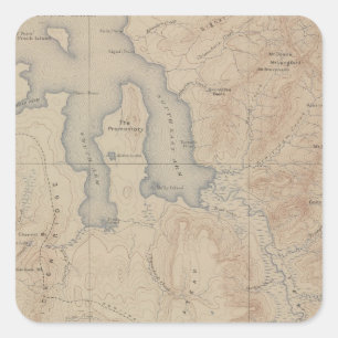Topography Map, Yellowstone National Part, Wyoming Vierkante Sticker