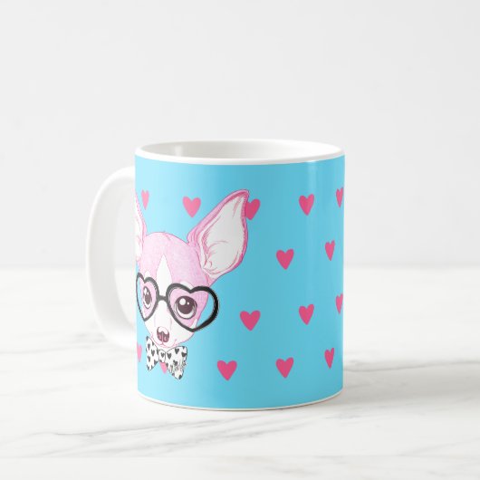 Topontwerper: Schattige Nerdy Puppy Blue Mok (Voorkant links)