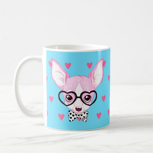 Topontwerper: Schattige Nerdy Puppy Blue Mok (Links)