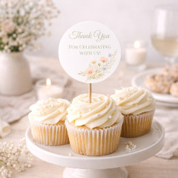 Toppers voor wildbloementuin-cupcakes ronde sticker