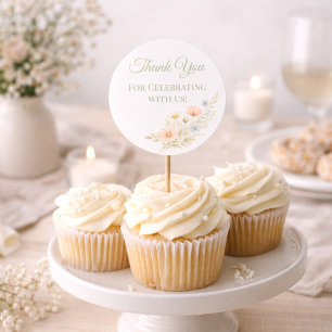 Toppers voor wildbloementuin-cupcakes ronde sticker