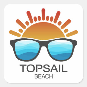 Topsail Beach North Carolina Zonnebril Vierkante Sticker