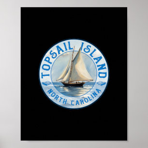Topsail Island North Carolina Vintage Zeilboot Des Poster