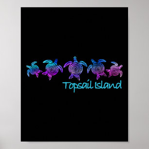 Topsail Island strand ontwerp tribale schildpad ca Poster