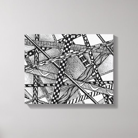 Topsy Turvy Entwin Black en White Lines Canvas (Voorkant)