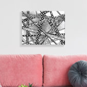 Topsy Turvy Entwin Black en White Lines Canvas Afdruk (Insitu (Woonkamer))